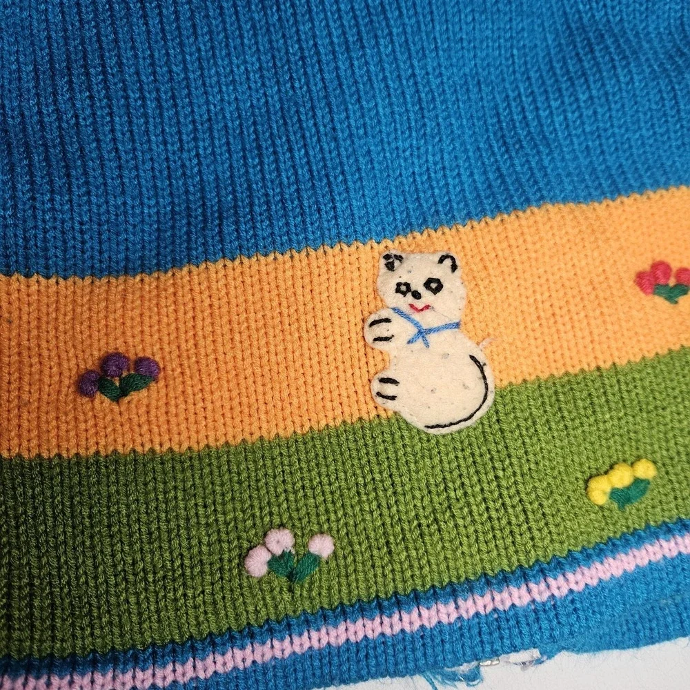 JB Crafts‎ Kids Cardigan 8 Hooded Sweater Peru Embroidered Full Zip Art